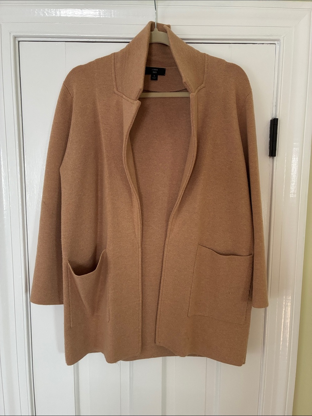 J. Crew Camel Open-Front Pocket Cardigan